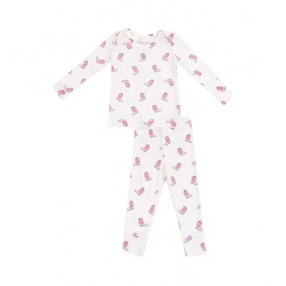 NEW ANGEL DEAR girls long sleeve loungewear set in petite cowgirl boots